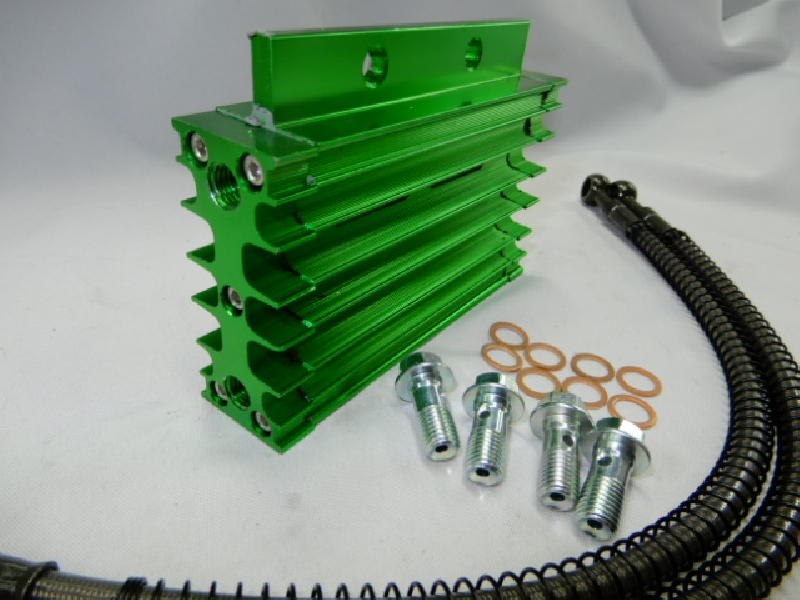 Масляный Радиатор питбайк зеленый + шланги 2 шт + болты 4 шт